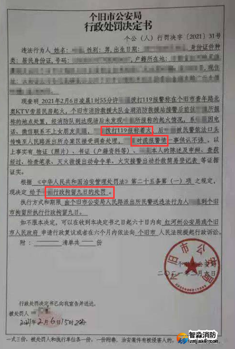 謊報(bào)119 惡意報(bào)火警，行政拘留9日